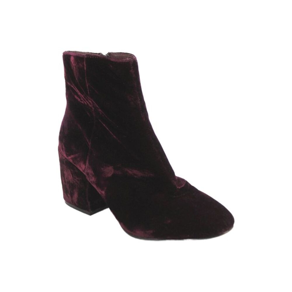 Ash Womens Velvet Block High Heels Ankle Boot Shoes Wine Size 8